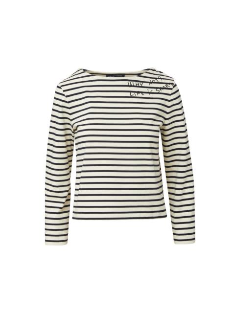 VERONICA BEARD HOVEY EMBROIDERED STRIPE TOP