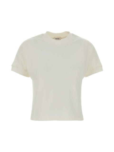 VERSACE Ivory Stretch Cotton T-shirt