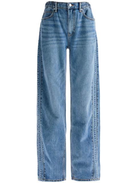 WIDE LEG JEANS WITH BRANDED STRIPES