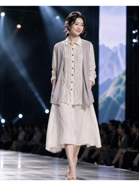 ISSEY MIYAKE Plantation by Issey Miyake Layered Ruffle Shirt Linen