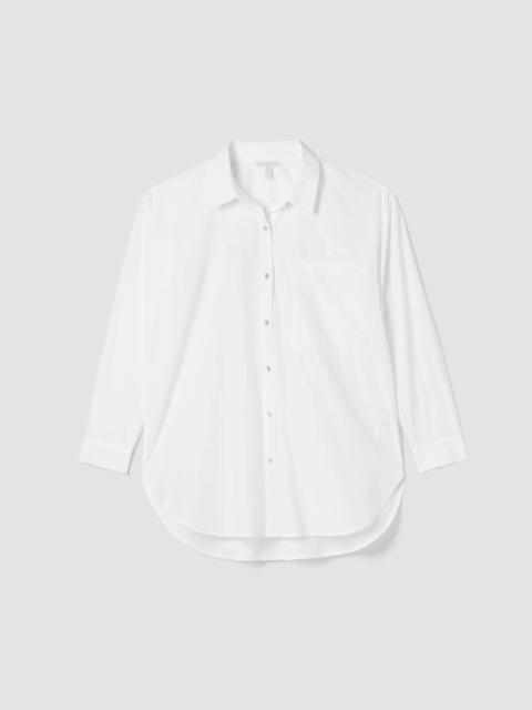 EILEEN FISHER Washed Organic Cotton Poplin Classic Collar Long Shirt