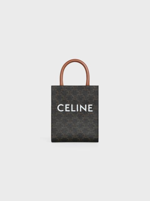 CELINE Mini Vertical Cabas in Triomphe Canvas and calfskin with Celine print