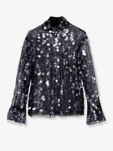 Other Designers Semicouture Voile Top With Maxi Sequins