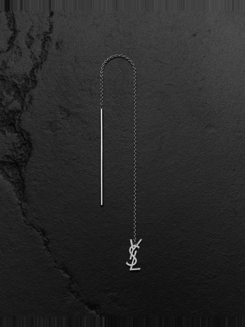SAINT LAURENT CASSANDRE DROP EARRING IN 18K GREY GOLD AND DIAMONDS