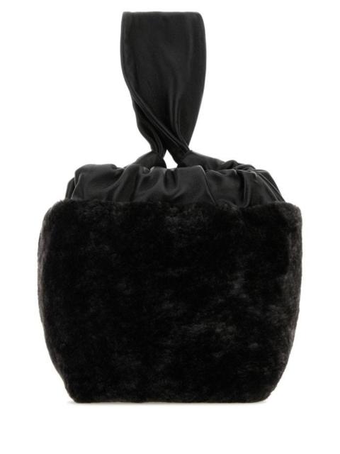 Jil Sander Jil Sander Woman Black Shearling Clutch