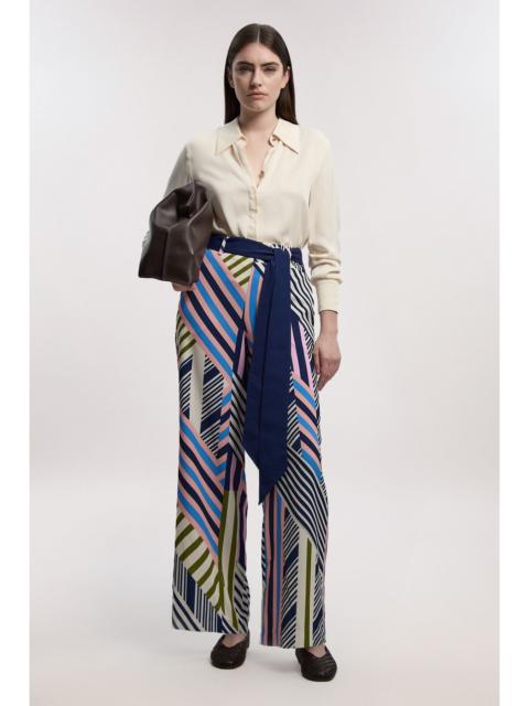 KAREN MILLEN Geo Print Twill Woven Wide Leg Trouser