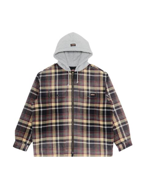 Supreme Supreme x Dickies Plaid Hooded Zip Up Shirt 'Black'
