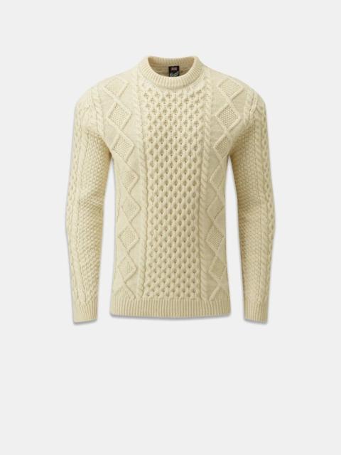 GLOVERALL Men's Aran Jumper Ecru