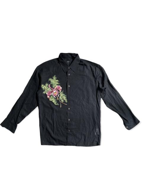 Jean Paul Gaultier JPG Flower Print Black Semi Translucent Shirt