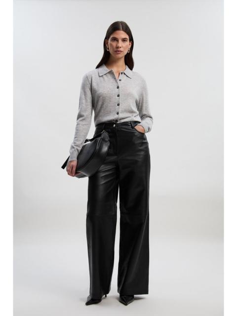 KAREN MILLEN Leather Wide Leg Trousers