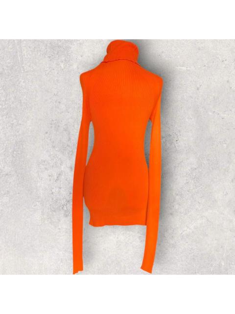 Yohji Yamamoto Orange Micro Ribbed Tencel Turtleneck Sweashirt