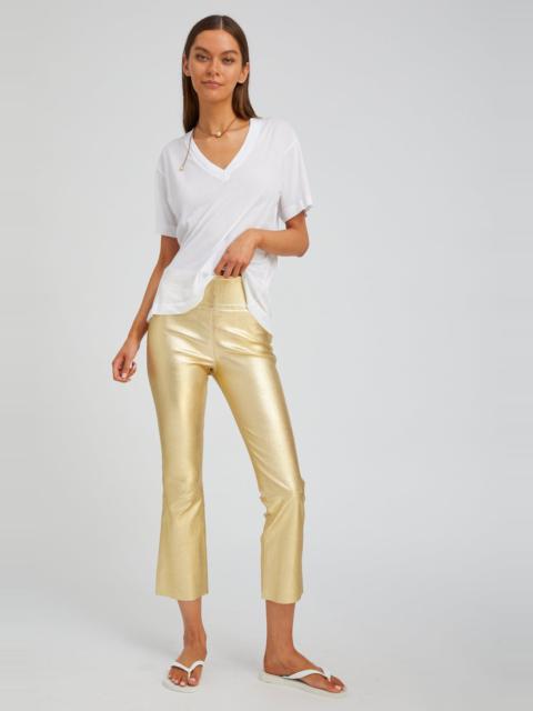 SPRWMN METALLIC GOLD LEATHER CROP FLARE