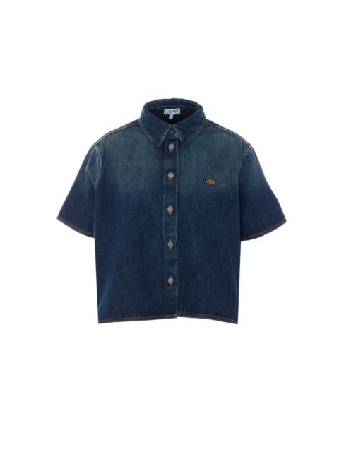 Loewe Loewe Women Short Sleeves Denim Trapeze Shirt With L Loewe Logo