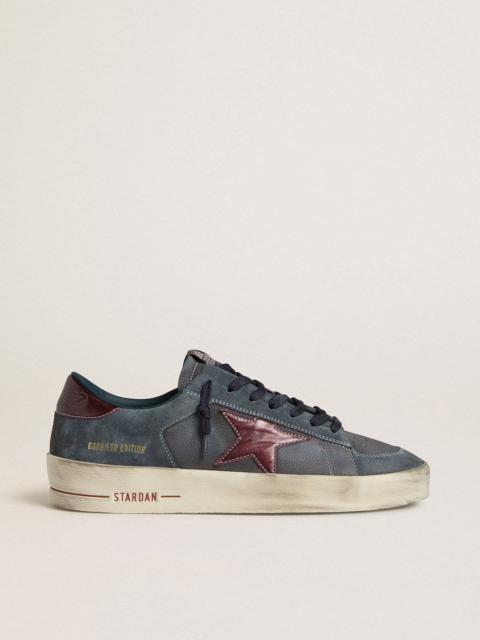 Golden Goose Men's Stardan LTD in anthracite nubuck and blue suede with metallic leather star