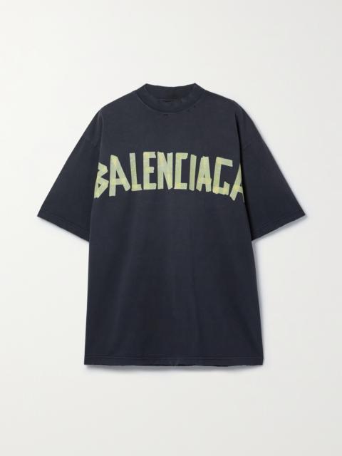 BALENCIAGA Oversized Distressed Printed Cotton-jersey T-shirt