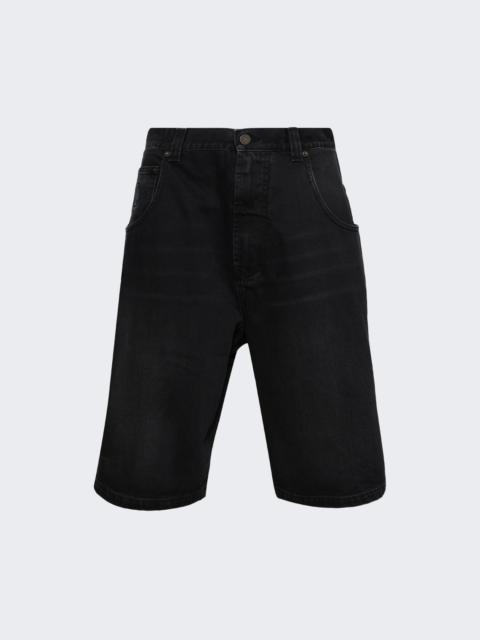 VETEMENTS Aplique Biker Cross Hip-hop Denim Shorts Washed Black