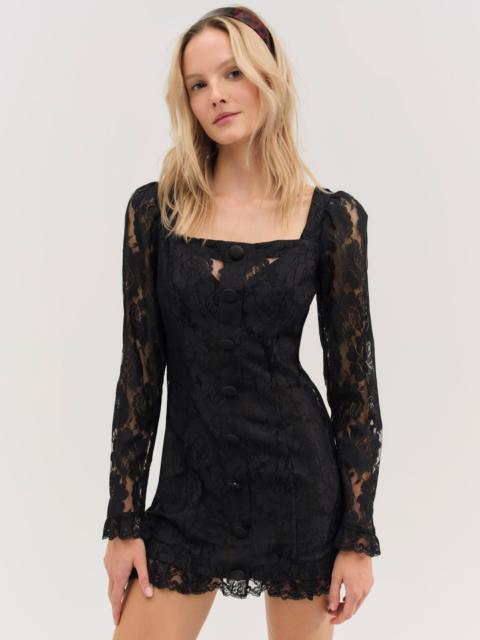 For Love & Lemons Claudia Rose Lace Long Sleeve Mini Dress