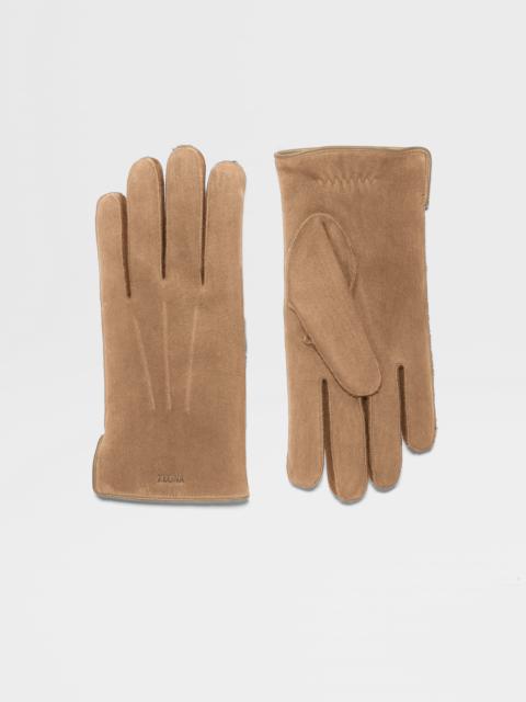 ZEGNA BEIGE SUEDE GLOVES