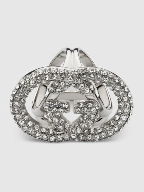 GUCCI Crystal Interlocking G carré ring