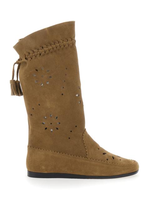 Isabel Marant Isabel Marant Women Brown Boots With Back Tassel And Flat Sole In Suede Woman