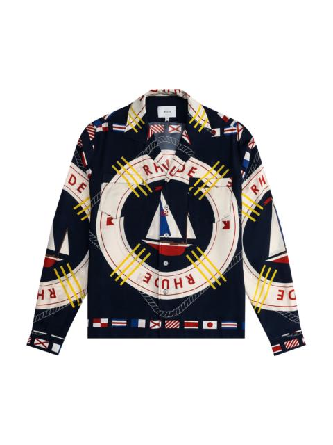 Rhude Rhude Flag Sail Long-Sleeve Silk Shirt 'Blue/Multicolor'