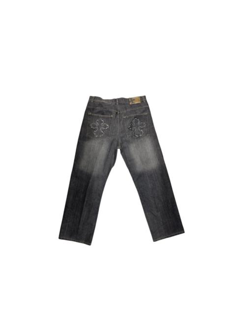 Other Designers Japanese Brand - VTG CROSS Like Chrome Hearts Brooklyn Express Denim Pants