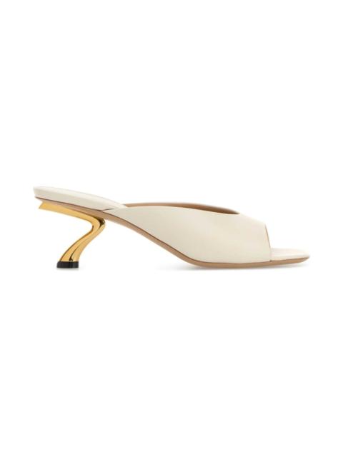 FERRAGAMO Ivory Leather Igea Mules