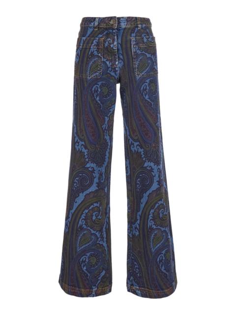 Etro Etro Women Blue Jeans With Patch Logo On The Back And All-Over Print In Denim Women