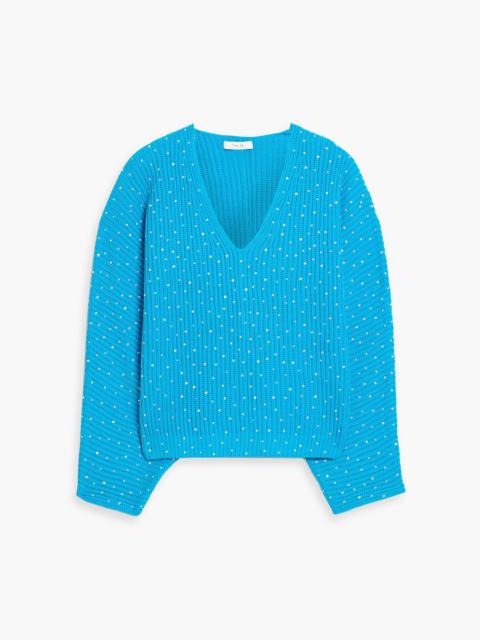 THE SEI Crystal-embellished ribbed cotton sweater