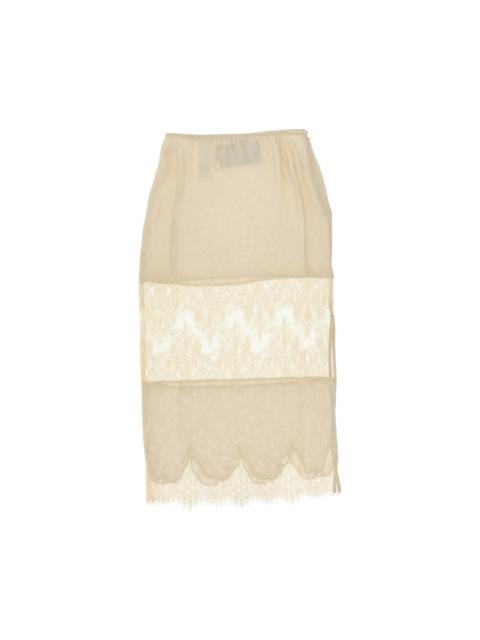 PINKO Pinko Jacquard and Lace Midi Skirt Beige