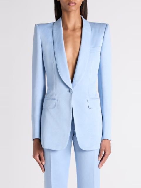 TOM FORD TOM FORD Washed Cotton & Silk Duchesse Satin Jacket in Mineral Blue at Nordstrom