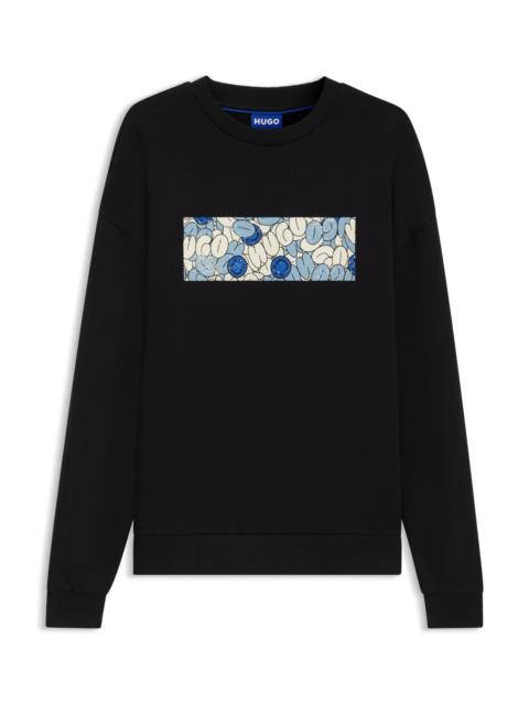 HUGO COTTON-TERRY SWEATSHIRT WITH LOGO ARTWORK PRINT