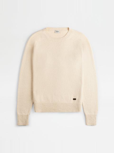 Tod's ROUND-NECK PULLOVER IN COTTON - OFF WHITE