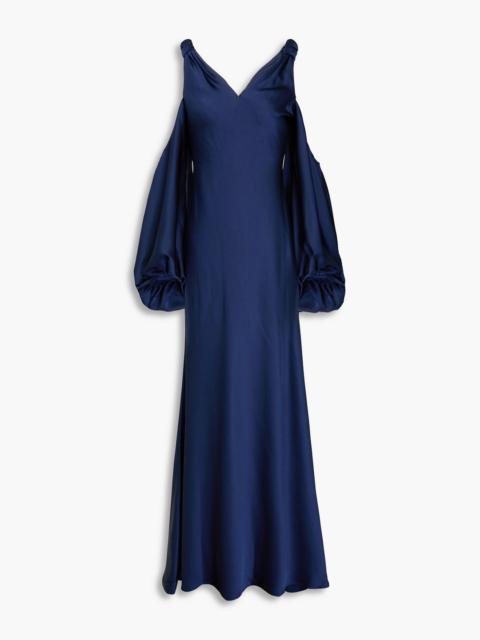 Other Designers Binnie cold-shoulder ruched satin gown