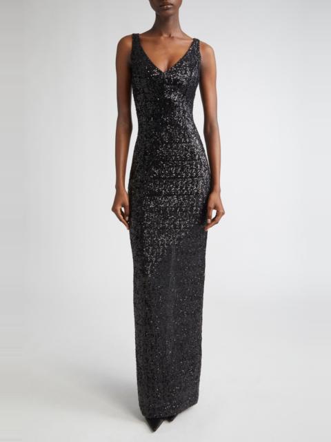 MICHAEL KORS COLLECTION Michael Kors Collection Sequin Column Gown in Black at Nordstrom