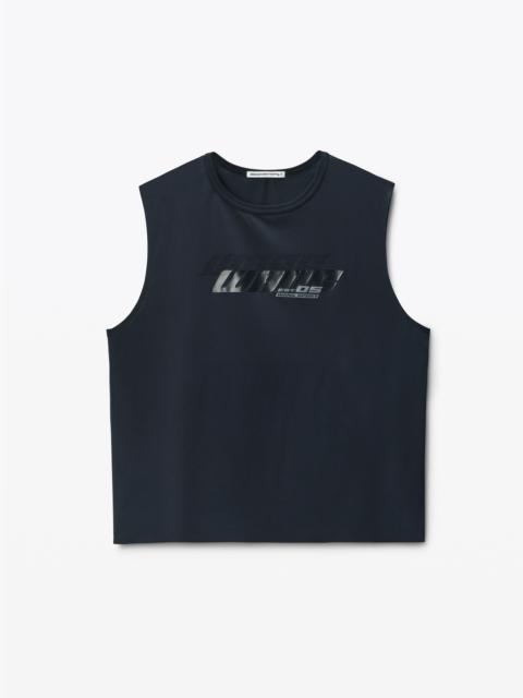 Alexander Wang Black Laser-Cut Logo Muscle Shirt
