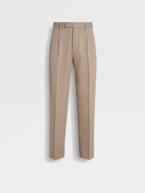 ZEGNA LIGHT TAUPE COTTON AND WOOL PANTS