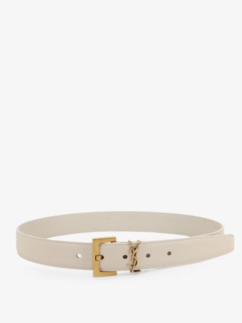 SAINT LAURENT Saint Laurent Leather Belt White Women