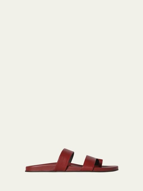 The Row Hugh Leather Toe-Ring Slide Sandals