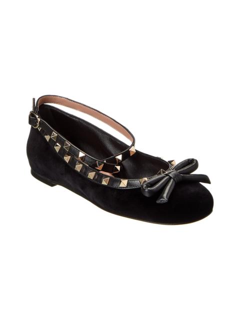 Valentino Valentino Rockstud Velvet & Leather Flat