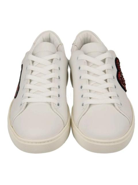 Dolce & Gabbana Crystal Heart Love Patch Sneaker LONDON White Red 12461
