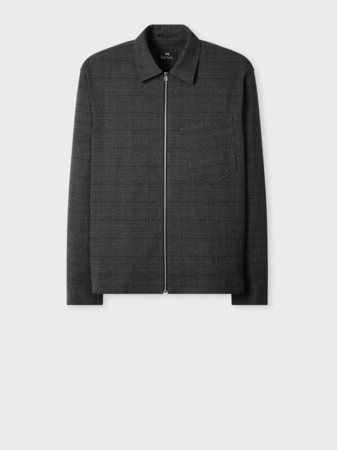 Paul Smith Grey Textured-Cotton Check Zip Overshirt