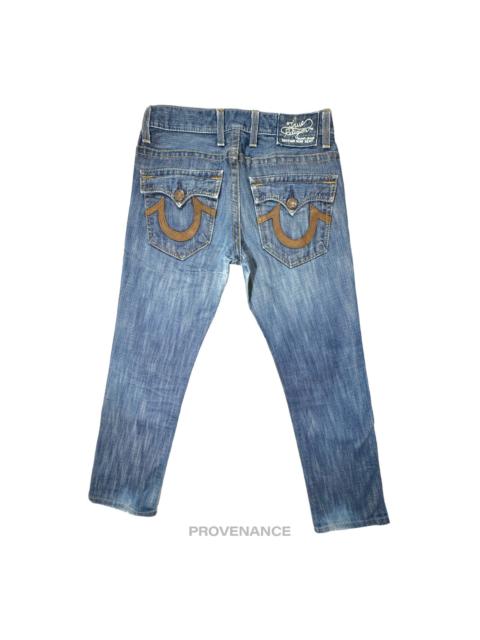 Other Designers True Religion Blue Denim Jeans  - Brown Suede Trim - 31