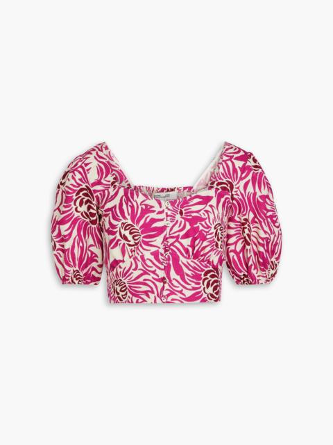 DIANE VON FURSTENBERG Dover cropped floral-print canvas top