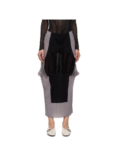 ISSEY MIYAKE Gray & Black Shaped Nude Maxi Skirt