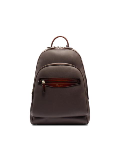 Santoni Dark brown tumbled leather backpack