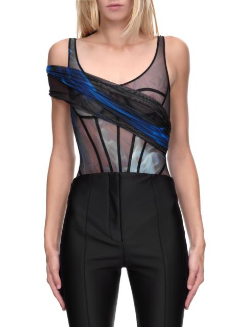 David Koma Sheer Corset Bodysuit