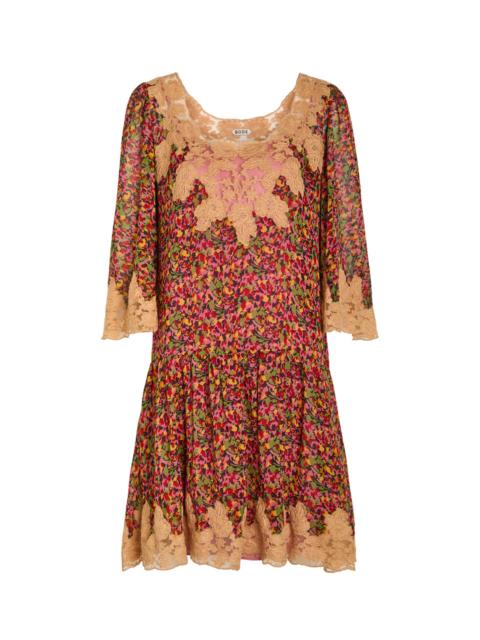 BODE Bode Confetti Floral Silk Mini Dress
