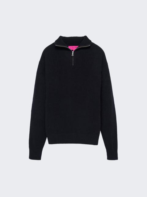 The Elder Statesman Relaxed Half Zip Sweater Black