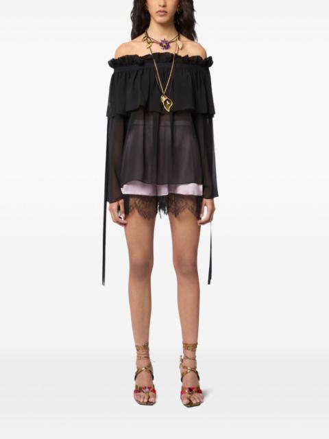 NINA RICCI boat-neck silk top